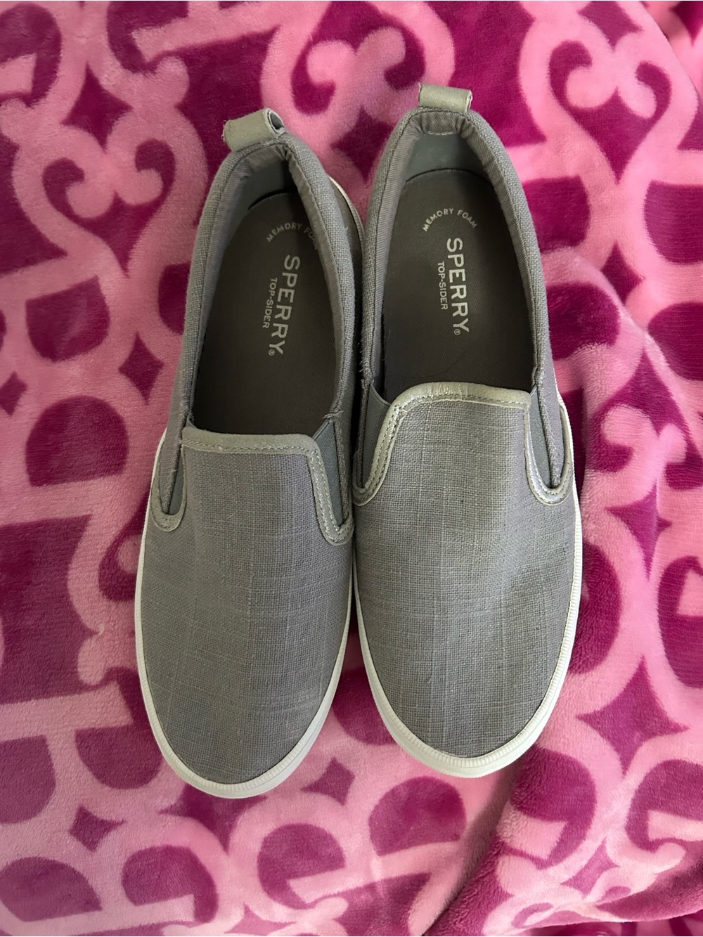 Sperry Gray Slip-On Canvas Loafers